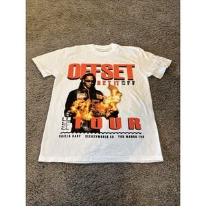 NEW Offset Set‎ It Off Tour T-shirt White Men's Size M Medium 100% Cotton